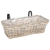 Cestino Appendibile per Piante 2 pz Grigio naturale Rattan Kubu