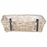 Cestino Appendibile per Piante 2 pz Grigio naturale Rattan Kubu