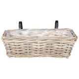 Cestino Appendibile per Piante 2 pz Grigio naturale Rattan Kubu