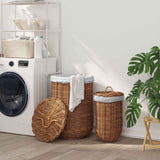Cesto per la biancheria con coperchio 2 pcs Marrone Naturale
