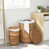 Cesto per la biancheria con coperchio 2 pcs Marrone Naturale