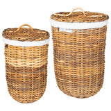 Cesto per la biancheria con coperchio 2 pcs Marrone Naturale