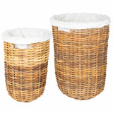 Cesto per la biancheria con coperchio 2 pcs Marrone Naturale