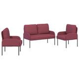 Set divani 3 pcs Rosso Vino 115 x 56 x 80 cm Legno compensato