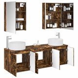 Set di Armadi da Bagno 5 pcs Rovere Fumo Legno ingegnerizzato