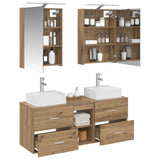 Set di mobili per il bagno 5 pz Rovere Artigianale