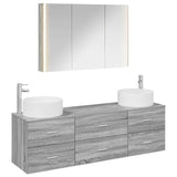 Set di mobili per il bagno 4 pcs Sonoma grigio