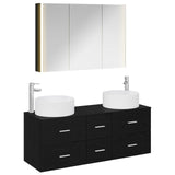 Set di mobili per il bagno 4 pcs Rovere Nero