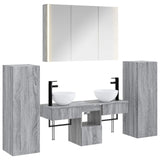 Set di mobili per il bagno 6 pcs Sonoma grigio