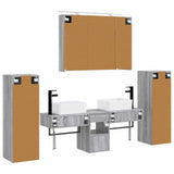 Set di mobili per il bagno 6 pcs Sonoma grigio