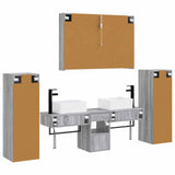 Set di mobili per il bagno 6 pcs Sonoma grigio