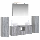 Set di mobili per il bagno 6 pcs Sonoma grigio