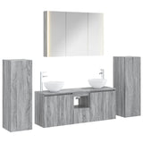 Set di mobili per il bagno 6 pcs Sonoma grigio