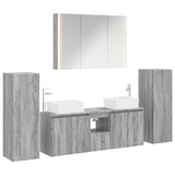 Set di mobili per il bagno 6 pcs Sonoma grigio