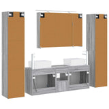 Set di mobili per il bagno 6 pcs Sonoma grigio