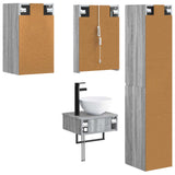 Set di mobili per il bagno 5 pcs Sonoma grigio