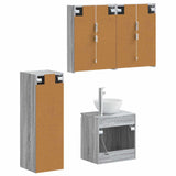Set di mobili per il bagno 4 pcs Sonoma grigio