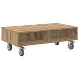 Tavolino con Ruote Rovere artigianale 90 x 50 x 30 cm