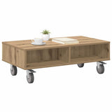 Tavolino con Ruote Rovere artigianale 90 x 50 x 30 cm