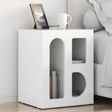 Comodino Bianco Lucido 40 x 35 x 50 cm Legno truciolato