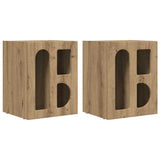 Comodino 2 pcs Rovere artigianale 40 x 35 x 50 cm