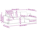Divano Grigio scuro 228 x 134 x 80 cm Velluto