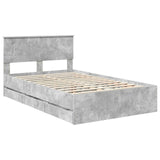 Struttura del letto con cassetto Grigio cemento 135 x 190 cm