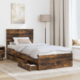 Struttura del letto con cassetto Rovere fumé 75 x 190 cm