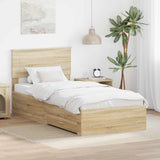 Struttura del letto Rovere Sonoma e Argento 75 x 190 cm