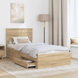 Struttura del letto Rovere Sonoma e Argento 75 x 190 cm
