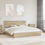 Letto con Contenitore con testiera Rovere Sonoma 200 x 200 cm