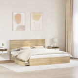 Letto con Contenitore con testiera Rovere Sonoma 200 x 200 cm