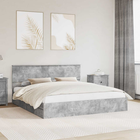 Letto con Contenitore con testiera Grigio cemento 200 x 200 cm