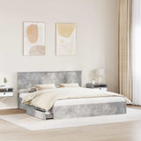 Letto con Contenitore con testiera Grigio cemento 200 x 200 cm