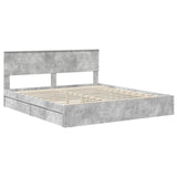 Letto con Contenitore con testiera Grigio cemento 200 x 200 cm