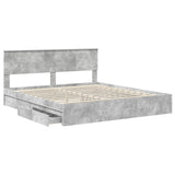 Letto con Contenitore con testiera Grigio cemento 200 x 200 cm