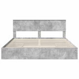 Letto con Contenitore con testiera Grigio cemento 200 x 200 cm
