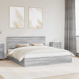 Letto con Contenitore con testiera Grigio Sonoma 200 x 200 cm