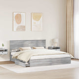 Letto con Contenitore con testiera Grigio Sonoma 200 x 200 cm