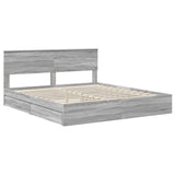 Letto con Contenitore con testiera Grigio Sonoma 200 x 200 cm