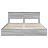 Letto con Contenitore con testiera Grigio Sonoma 200 x 200 cm