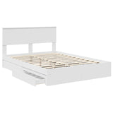 Letto con Contenitore Bianco 150 x 200 cm Legno truciolato