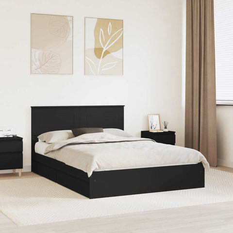 Letto con Contenitore Nero 150 x 200 cm Legno truciolato
