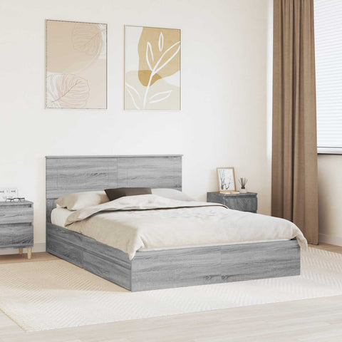 Letto con Contenitore con testiera Grigio Sonoma 150 x 200 cm