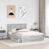 Letto con Contenitore con testiera Grigio Sonoma 150 x 200 cm