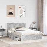 Letto con Contenitore con testiera Grigio cemento 140 x 190 cm