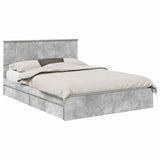 Letto con Contenitore con testiera Grigio cemento 140 x 190 cm