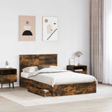 Letto con Contenitore con testiera Rovere fumé 120 x 200 cm