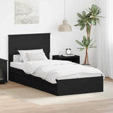 Letto con Contenitore Nero 100 x 200 cm Legno truciolato