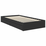 Letto con Contenitore Nero 100 x 200 cm Legno truciolato